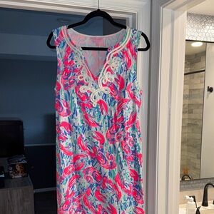 Lilly Pulitzer Lobster Print Sleeveless Shift Dress Size L